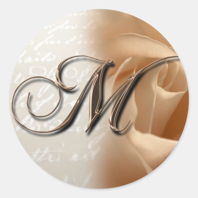 Monogram Letter M  Wedding Envelope Sticker (Front)