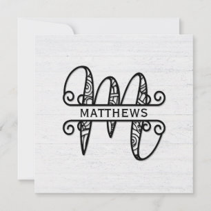 Monogram Letter M with Family Name Card