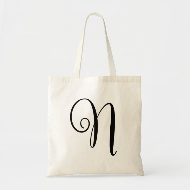 Monogram Letter "N" Budget Tote-Canvas Tote Bag (Front)