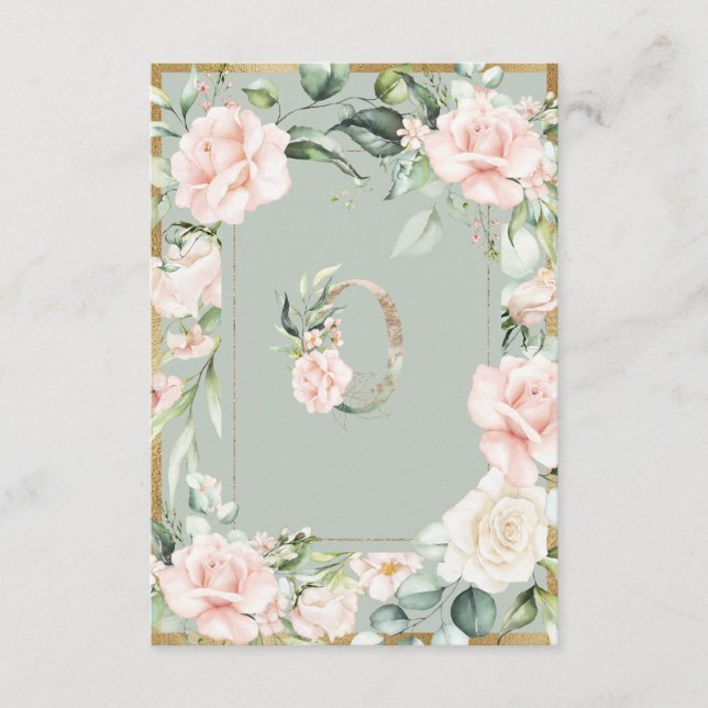 Monogram Letter O Floral Thank You Card (Front)