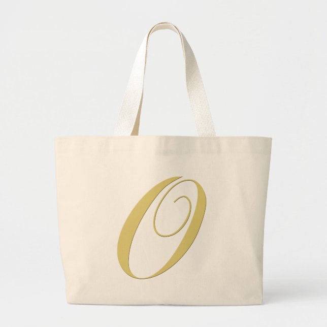 Monogram Letter O Golden Single Large Tote Bag (Front)