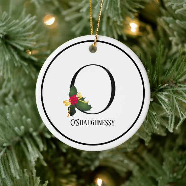 Monogram Letter O Personalised Christmas Ceramic Tree Decoration (Tree)