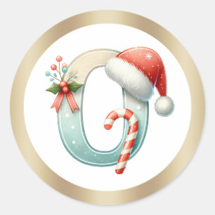 Monogram letter O, Santa hat Christmas  Sticker