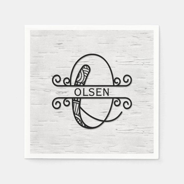 Monogram Letter O with Family Name   Napkin (Front)