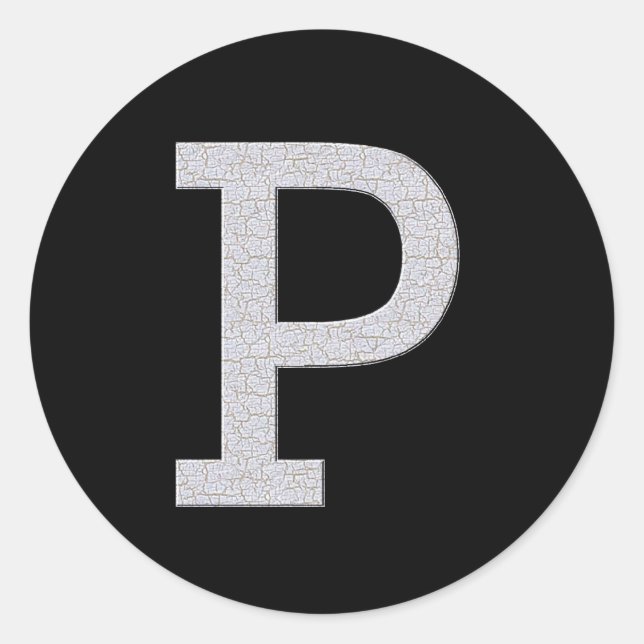 Monogram Letter P Classic Round Sticker (Front)