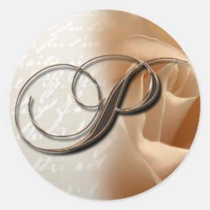 Monogram Letter P  Wedding Envelope Sticker