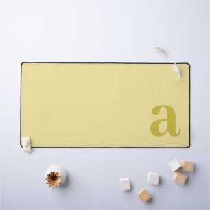 Monogram Letter Pale Yellow & Mustard Minimalist Desk Mat