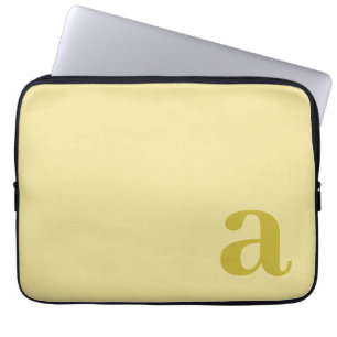 Monogram Letter Pale Yellow & Mustard Minimalist Laptop Sleeve