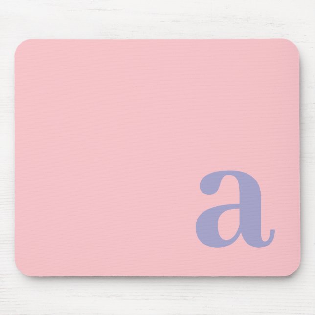 Monogram Letter Pink & Blue Minimalist Mouse Mat (Front)