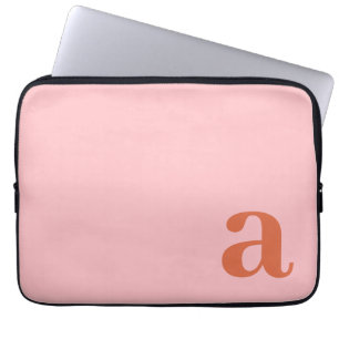 Monogram Letter Pink & Red Minimalist Laptop Sleeve