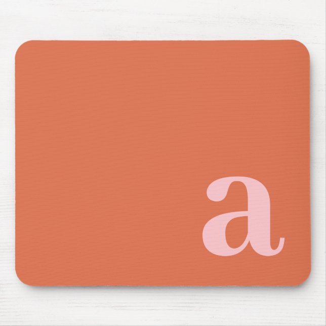 Monogram Letter Pink & Red Minimalist Mouse Mat (Front)
