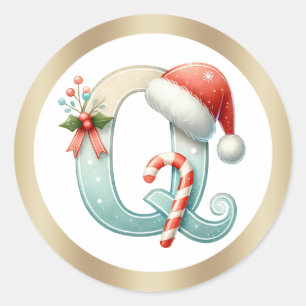 Monogram letter Q, Santa hat Christmas Sticker
