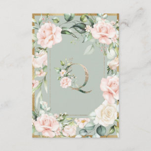 Monogram Letter Q Wedding Thank You Card