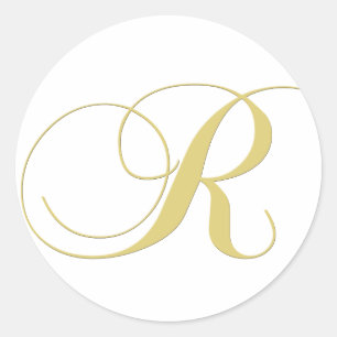 Monogram Letter R Golden Single Classic Round Sticker