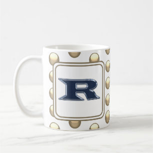 Monogram Letter R Polka Dot Bold Blue Initial Coffee Mug