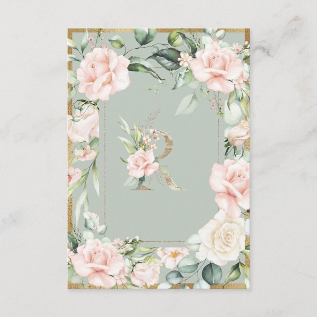 Monogram Letter R Wedding Thank You Card (Front)