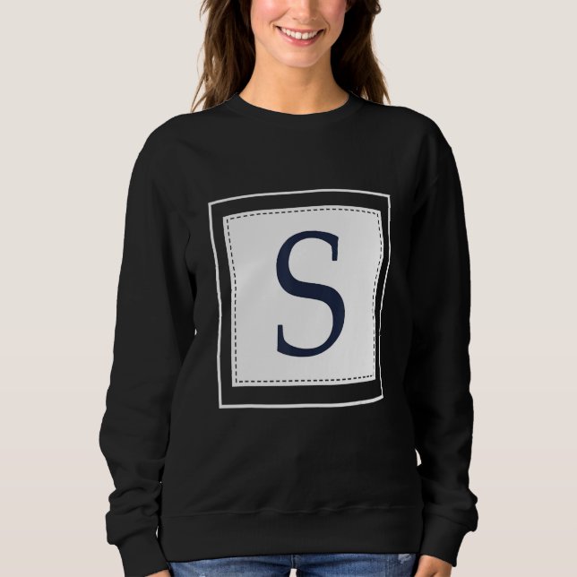 Monogram Letter S Alphabet S Initial Navy Blue Sweatshirt (Front)