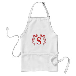 Monogram Letter S Red Leaves Standard Apron