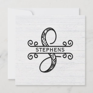 Monogram Letter S with Family Name   Card