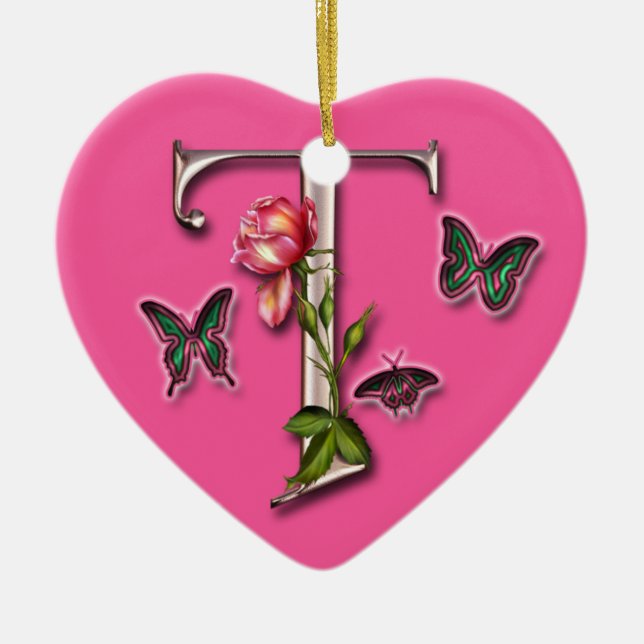 MONOGRAM LETTER T - HEART ORNAMENT (Front)