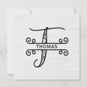 Monogram Letter T with Family Name   Card