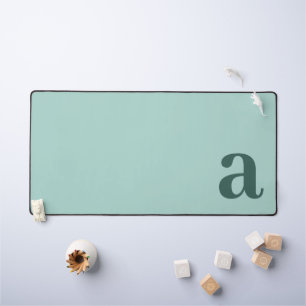 Monogram Letter Teal & Sea Green Minimalist Desk Mat