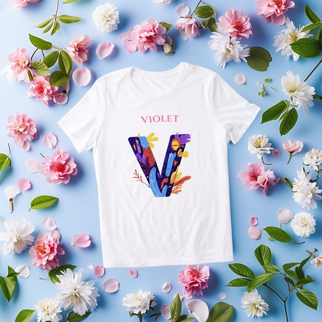 Monogram - Letter V Bold Colourful Birthday Gift Tri-Blend Shirt (Creator Uploaded)