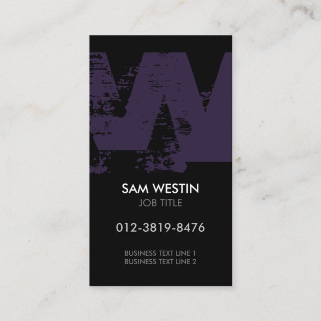 Monogram Letter W Business Card (Front)