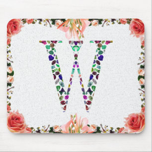 Monogram Letter W – Gemstone Initial Design Mouse Mat