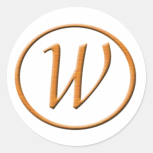 Monogram Letter W Wood look Classic Round Sticker