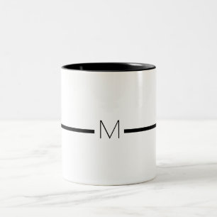 Monogram Letter White Black Minimal Typography Two-Tone Coffee Mug