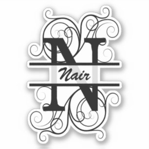Monogram letter with swirls ; space for your name