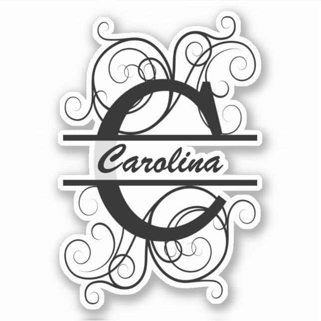 Monogram letter with swirls ; space for your name (Front)