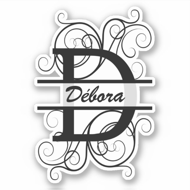 Monogram letter with swirls ; space for your name (Front)