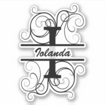 Monogram letter with swirls ; space for your name