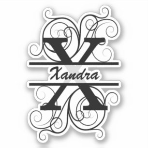 Monogram letter with swirls ; space for your name