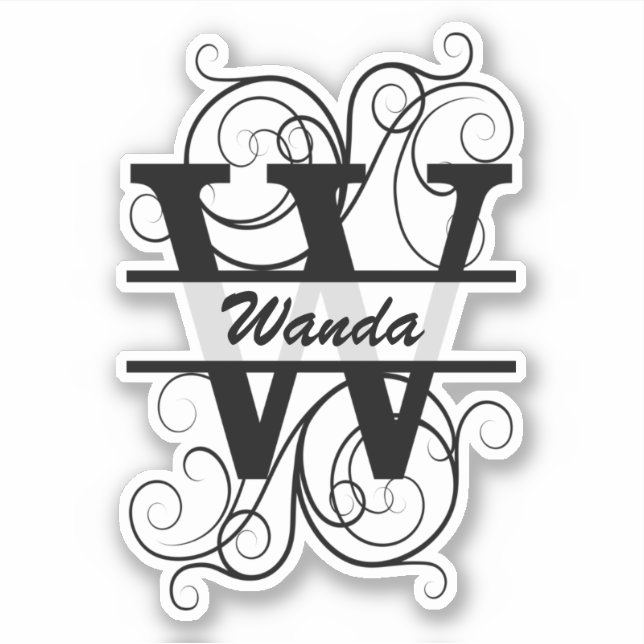 Monogram letter with swirls ; space for your name (Front)