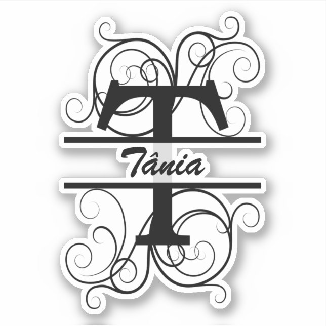 Monogram letter with swirls ; space for your name (Front)