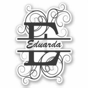 Monogram letter with swirls ; space for your name