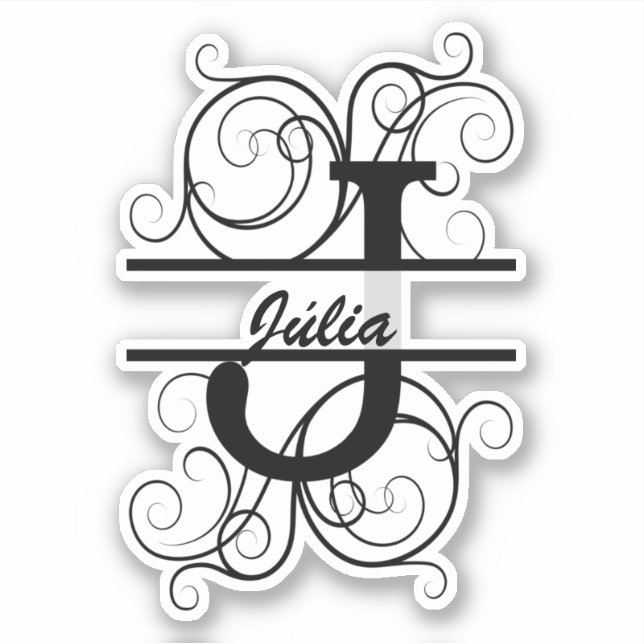 Monogram letter with swirls ; space for your name (Front)