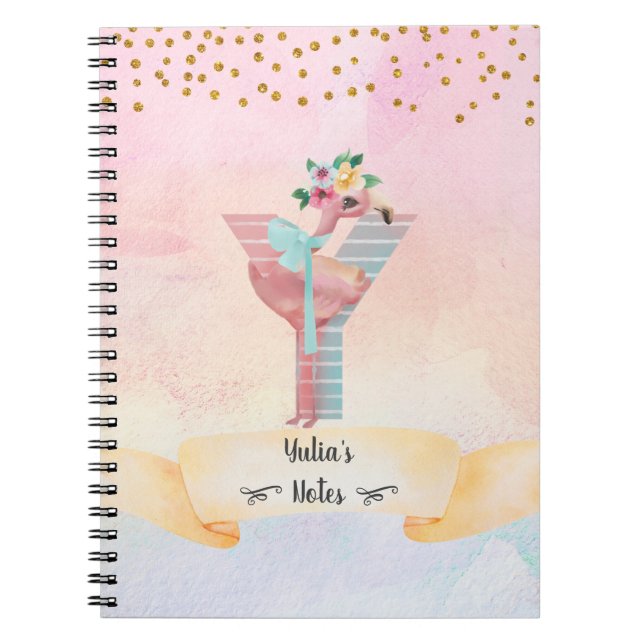 Monogram Letter Y Baby Flamingo Girly Notebook (Front)