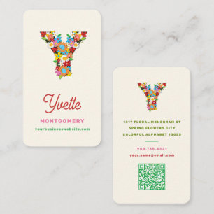 Monogram Letter Y Colourful Spring Flowers Garden  Business Card