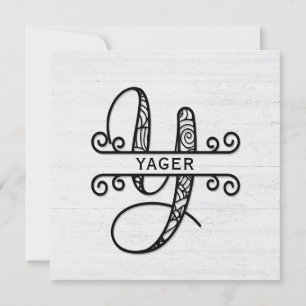 Monogram Letter Y with Family Name Card