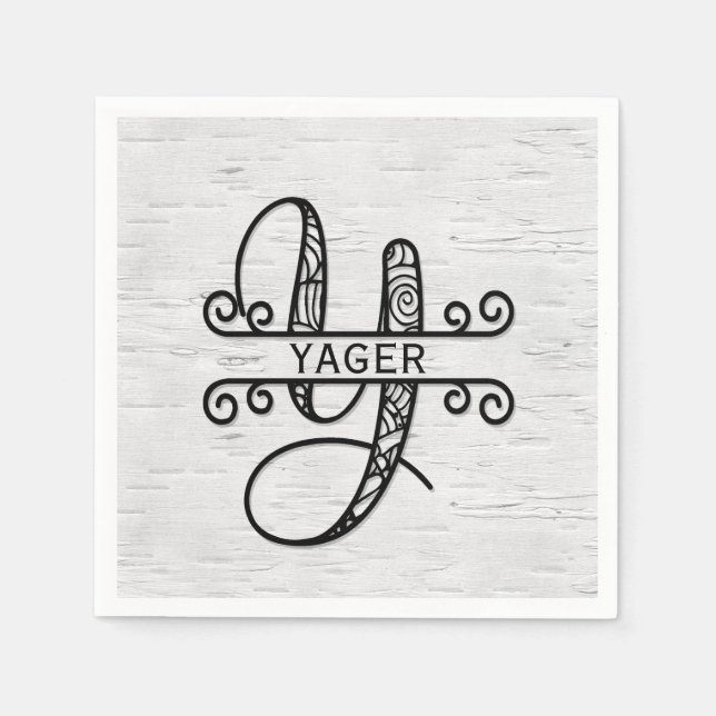 Monogram Letter Y with Family Name    Napkin (Front)