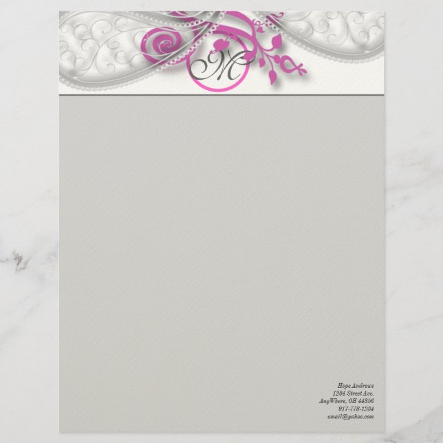 Monogram Letterhead Grey and Raspberry (Front)