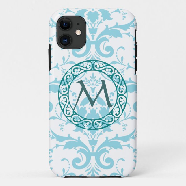Monogram Light Blue Damask iPhone 5 Case Cover (Back)