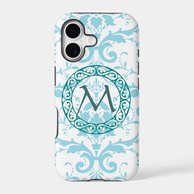 Monogram Light Blue Damask iPhone 5 Case Cover (Back)