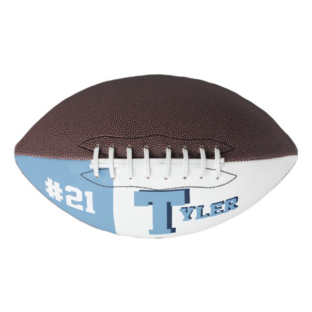 Monogram Light Blue & White American Football (Front)