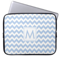 Monogram Light Blue White Chevron Stripe Pattern