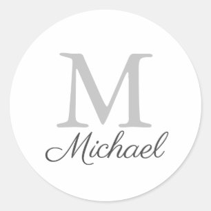 Monogram light fog classic round sticker